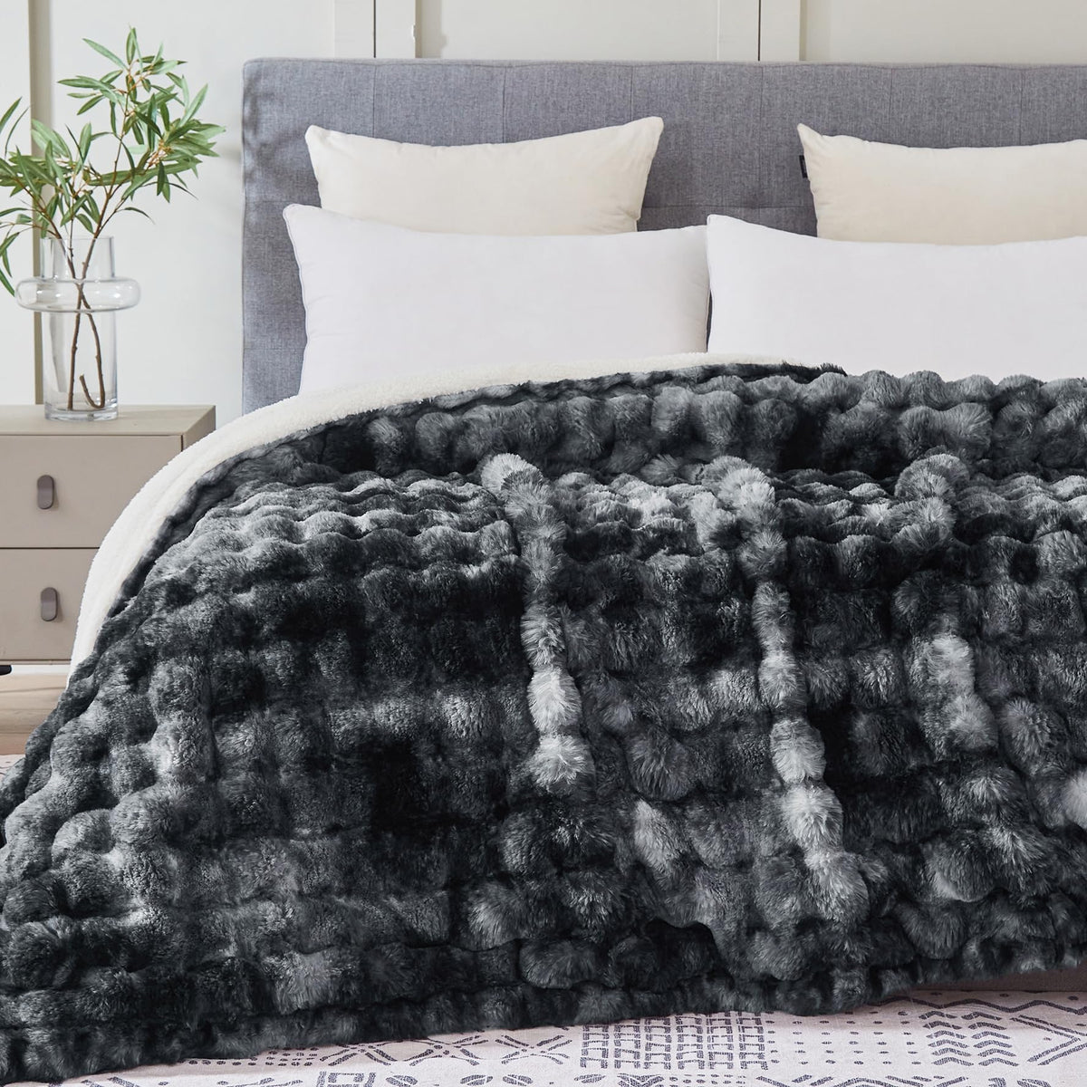 50"x60" Ultra-Soft Fuzzy Faux Fur Throw Blanket, Brown Tie Dye