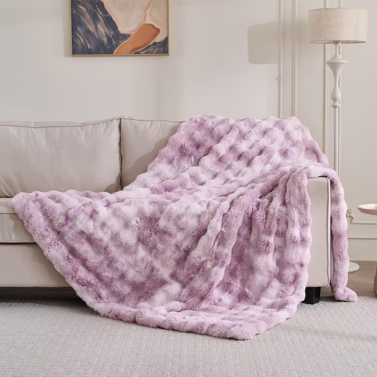 760GSM Faux Rabbit Faux Fur Throw Blanket,Super Thick Warm Bubble Blanket Throw,Fuzzy Luxury Plush Decorative Blanket for Couch Bed Sofa(Leopard Brown,50''x 60'')