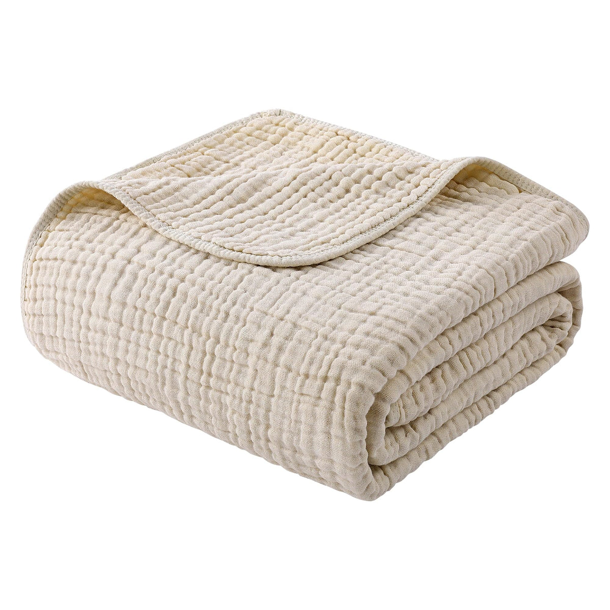 Yoofoss Muslin Blanket 100% Organic Cotton Large Twin Size 60" x 80" for Bed Couch Summer Gauze Blanket for Adults Lightweight and Breathable Apricot White