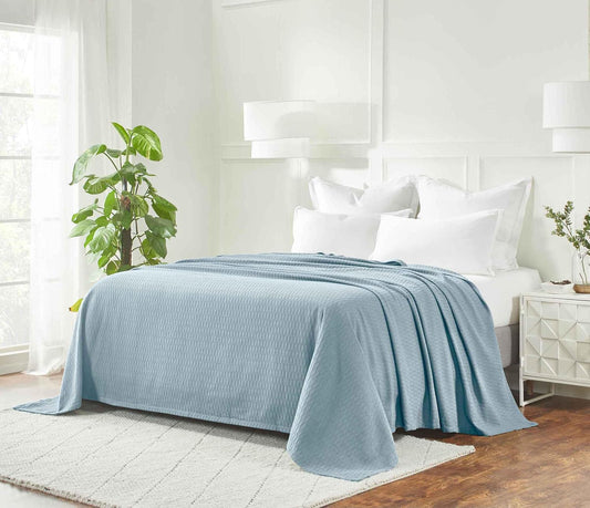SUPERIOR Cotton Blanket, Lightweight, Breathable Bedding, King, Aqua