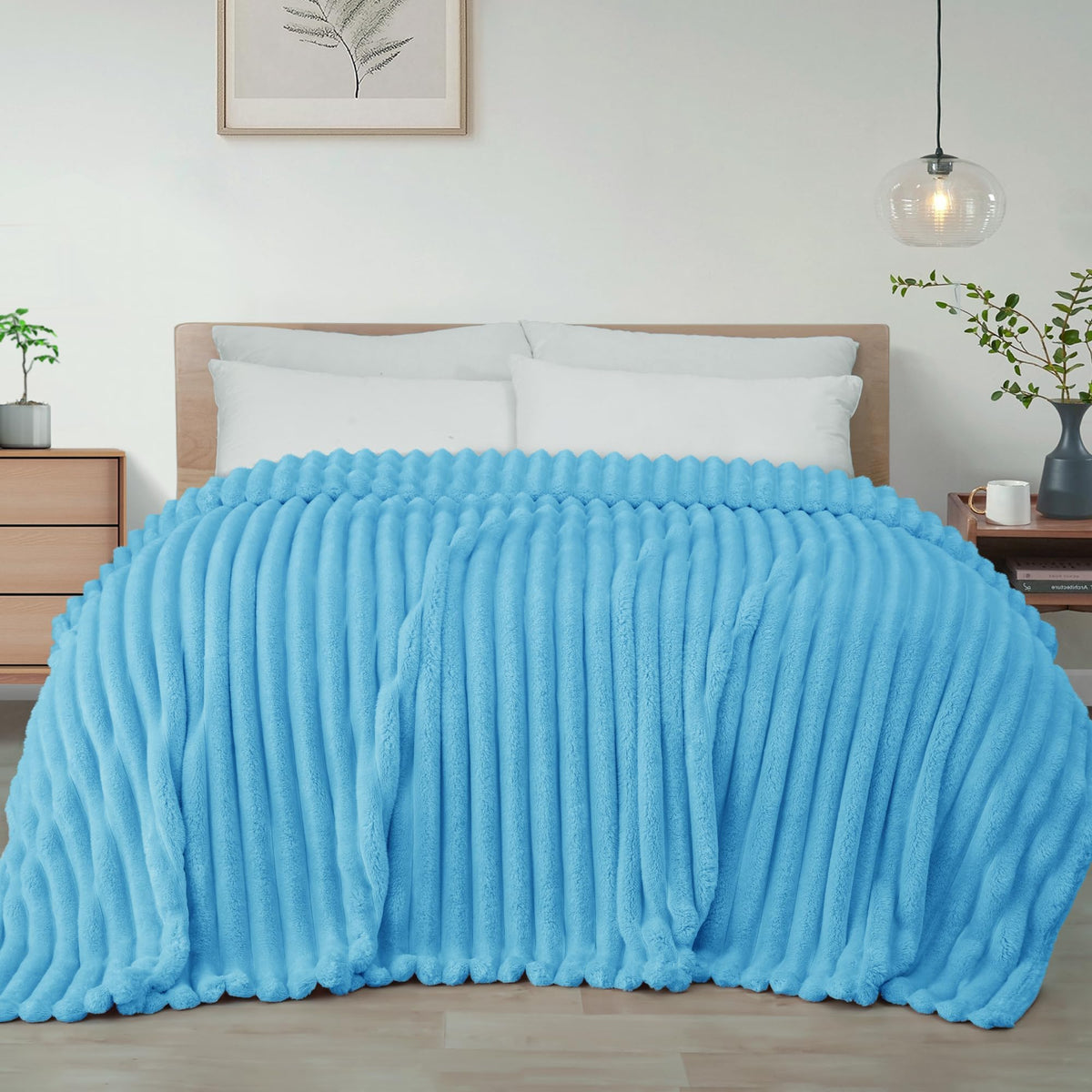 Exclusivo Mezcla Striped Fleece Throw Blanket for Couch, Sofa, Bed, 50"x60"
