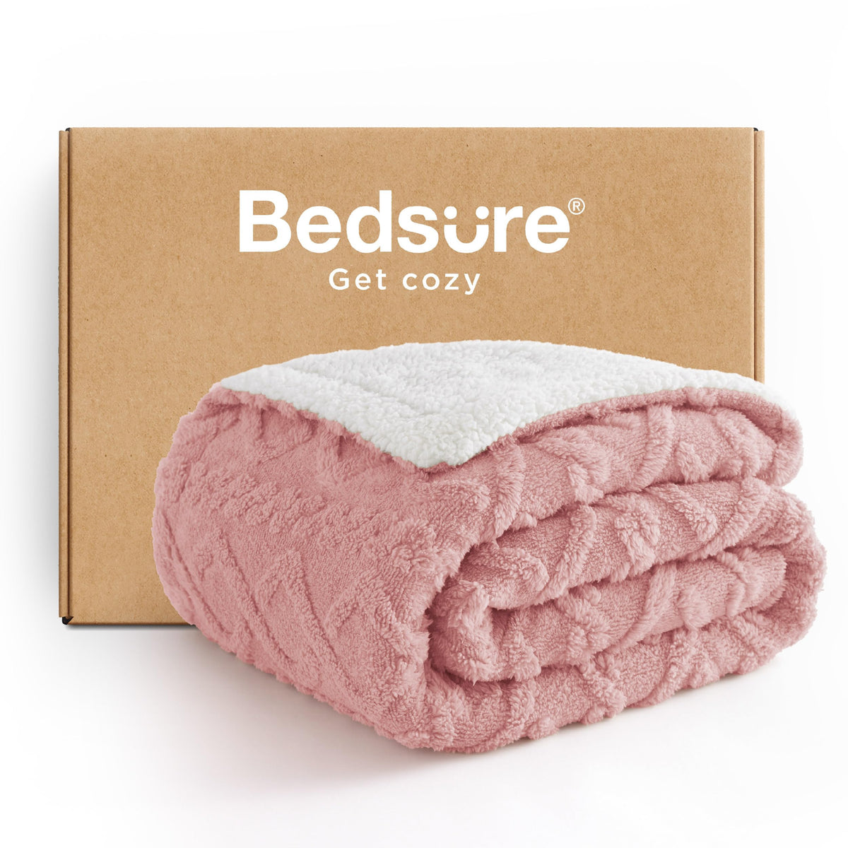 Bedsure Sherpa Fleece Blanket, Cable Jacquard Tufted, Warm, Throw, Grey