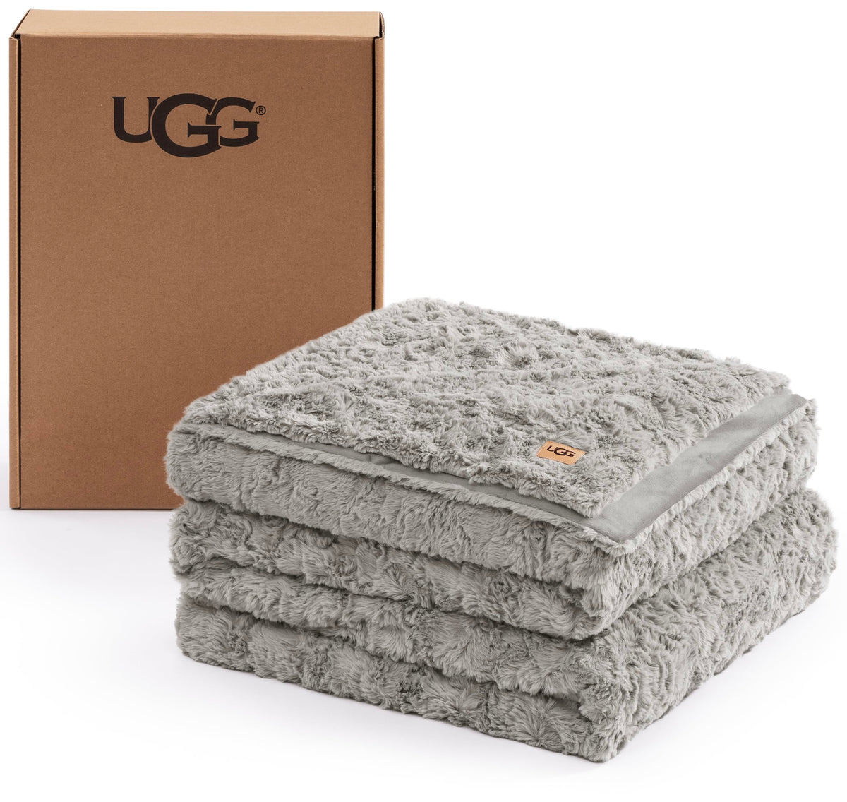 UGG Adalee Throw Blanket for Sofa, Faux Fur Blanket, 50" x 70", Seal Grey