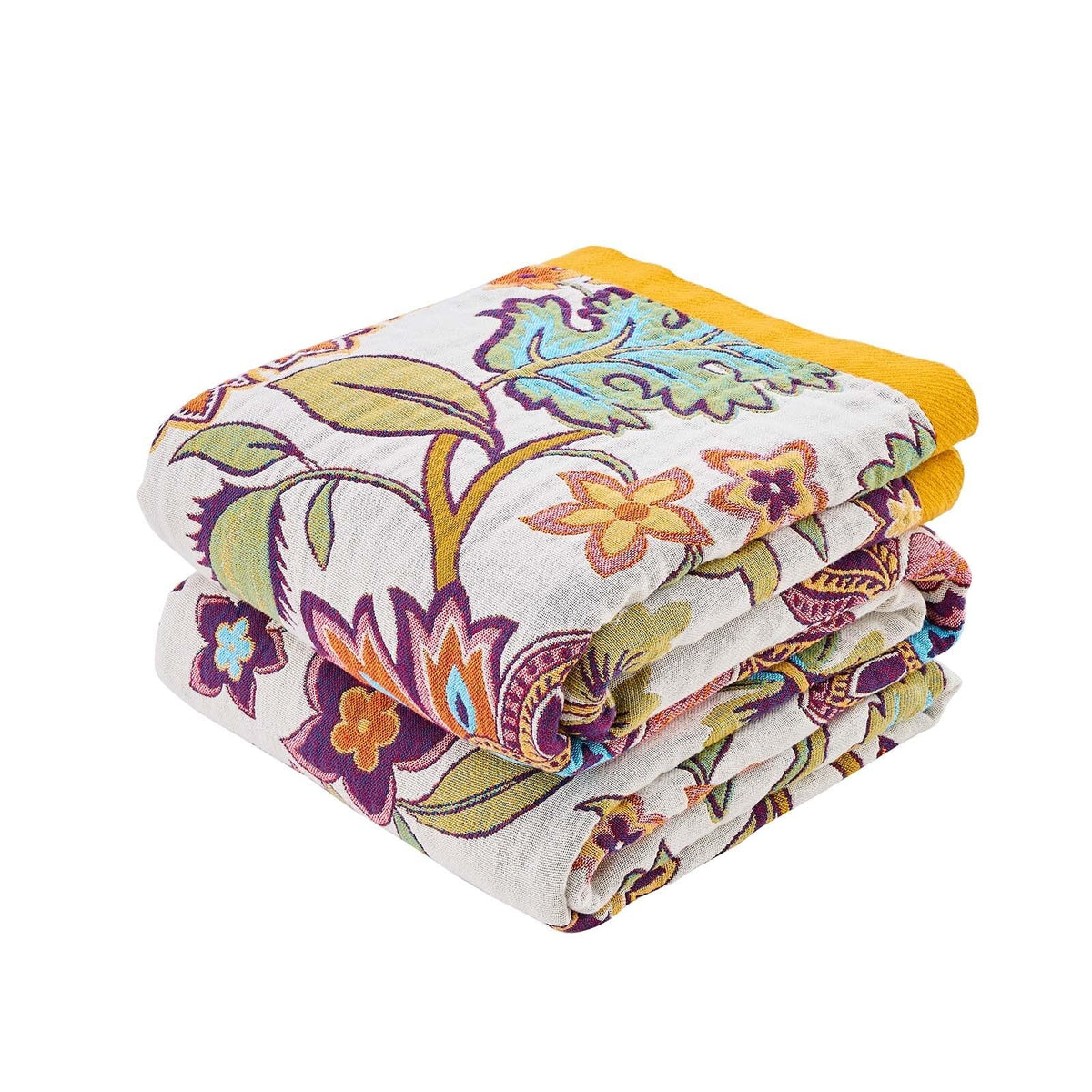XIBLC Boho Throw Blanket, Blue Lightweight Blankets for Summer, 100% Cotton Bohemian Decorative Throw Blanket, 50"x60" Reversible Muslin Breathable Woven Farmhouse Blankets Quilt,