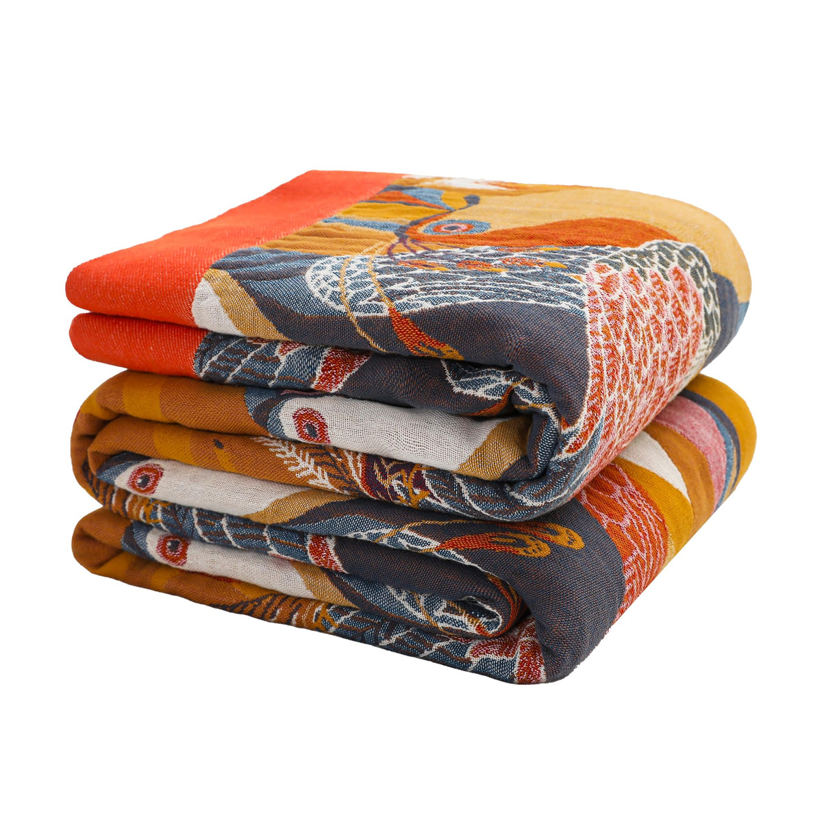VANJOROY Boho Throw Blanket, 100% Organic Cotton 50x60 for Couch Bed, Beige