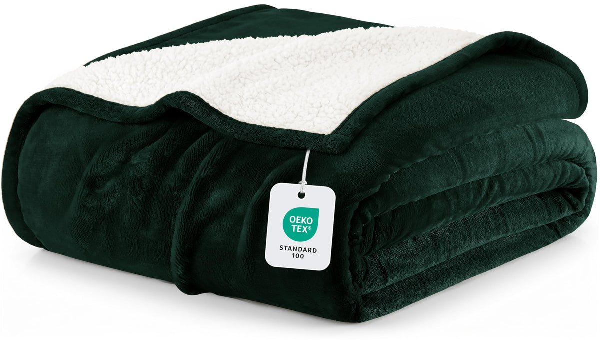 Utopia Bedding Reversible Plush Sherpa Blanket Queen Size Grey, 90x90 Inch