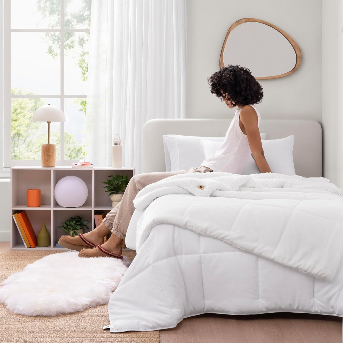 UGG Nita Throw Blanket for Couch, Plush Luxury Fleece, 50" x 70", White