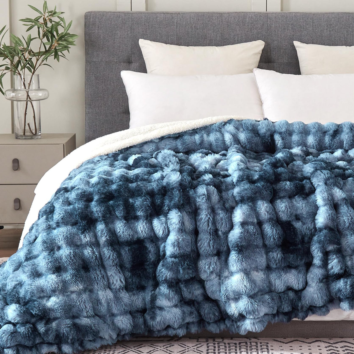 50"x60" Ultra-Soft Fuzzy Faux Fur Throw Blanket, Brown Tie Dye