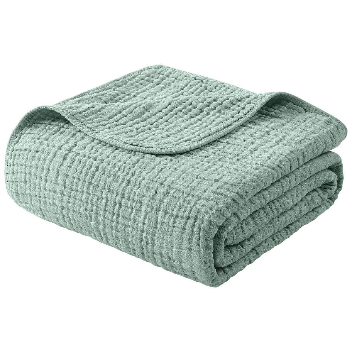 Yoofoss Muslin Blanket 100% Organic Cotton Large Twin Size 60" x 80" for Bed Couch Summer Gauze Blanket for Adults Lightweight and Breathable Apricot White