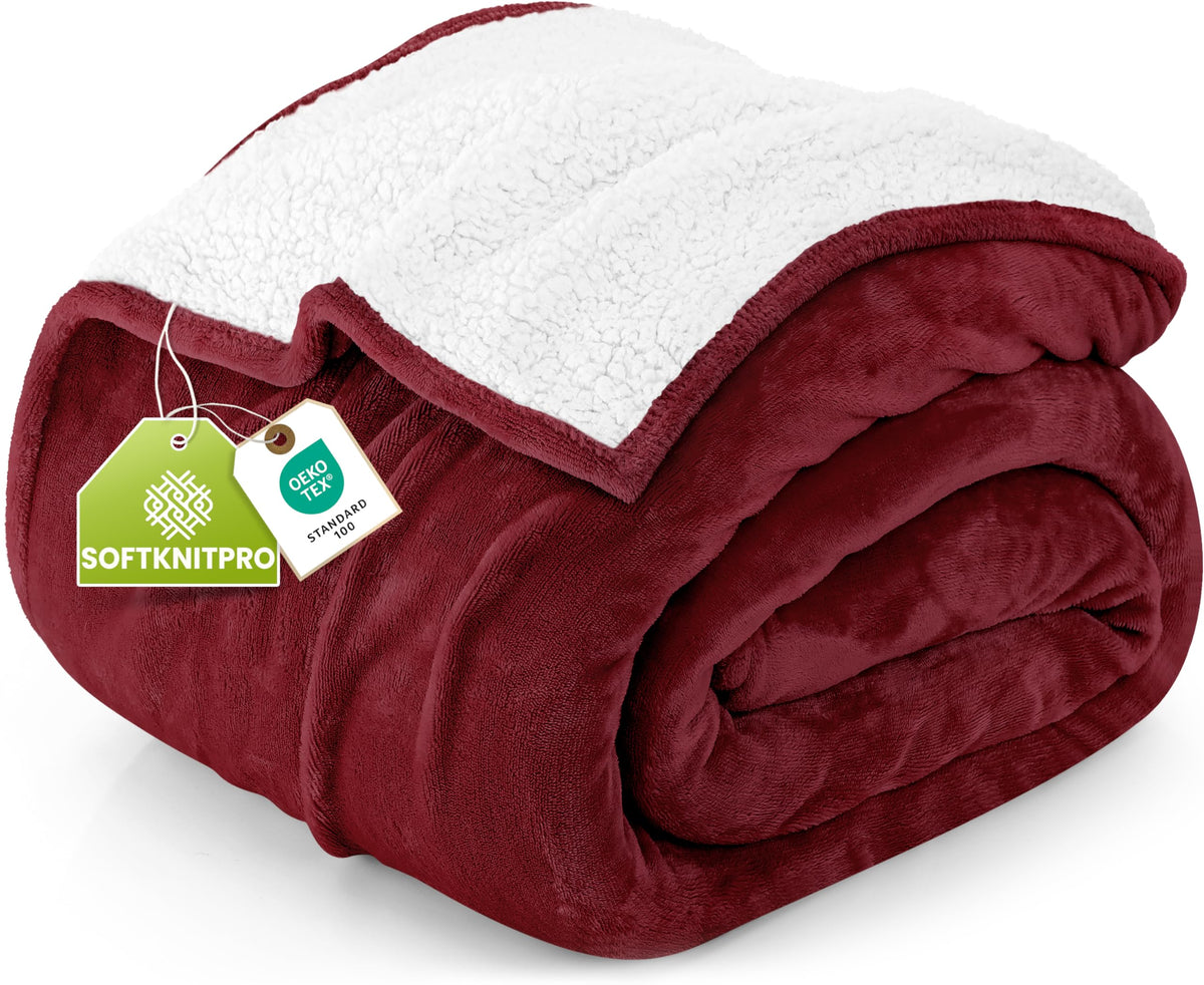 Utopia Bedding Reversible Plush Sherpa Blanket Queen Size Grey, 90x90 Inch