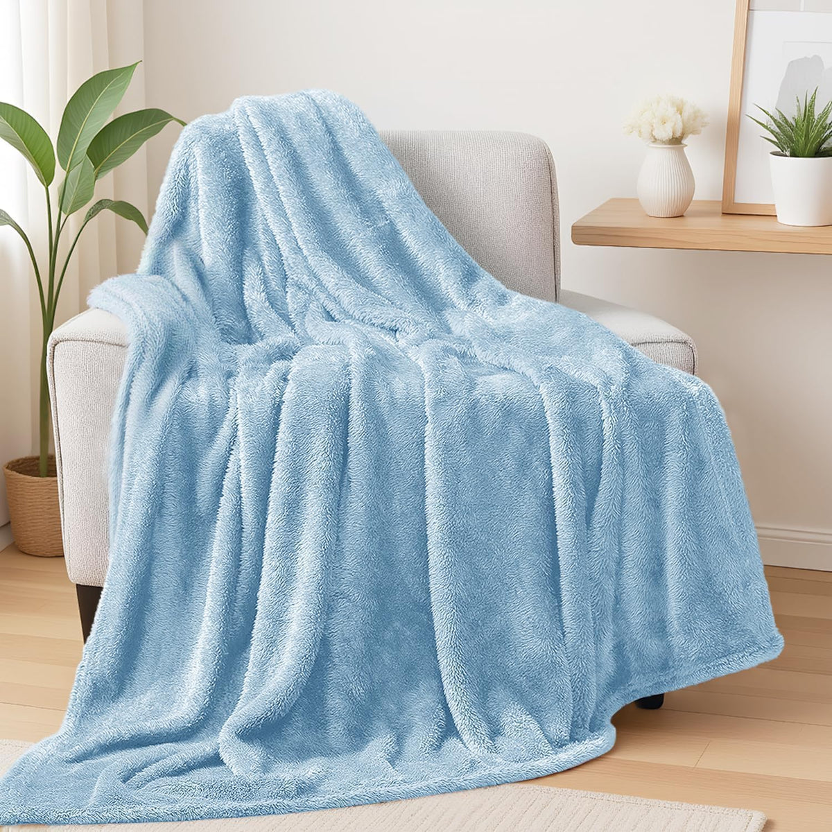 Exclusivo Mezcla Fuzzy Large Fleece Throw Blanket for Couch, Dusty Pink