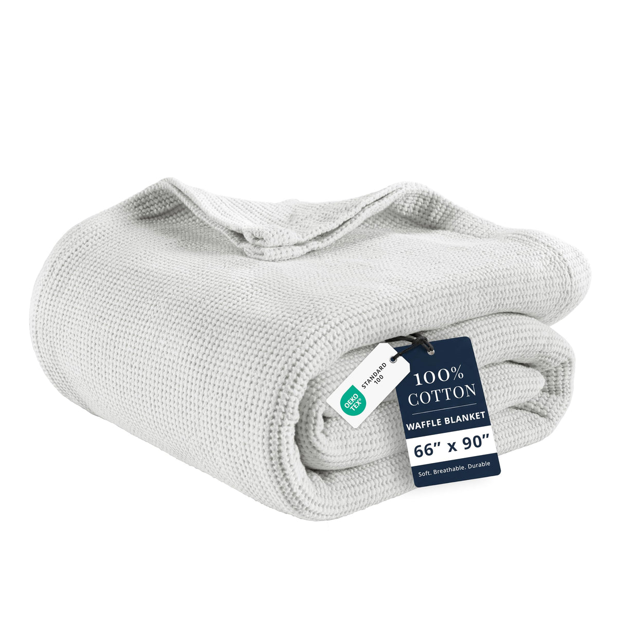 LANE LINEN Blankets Queen Size, 100% Cotton 300 GSM Waffle Textured - White