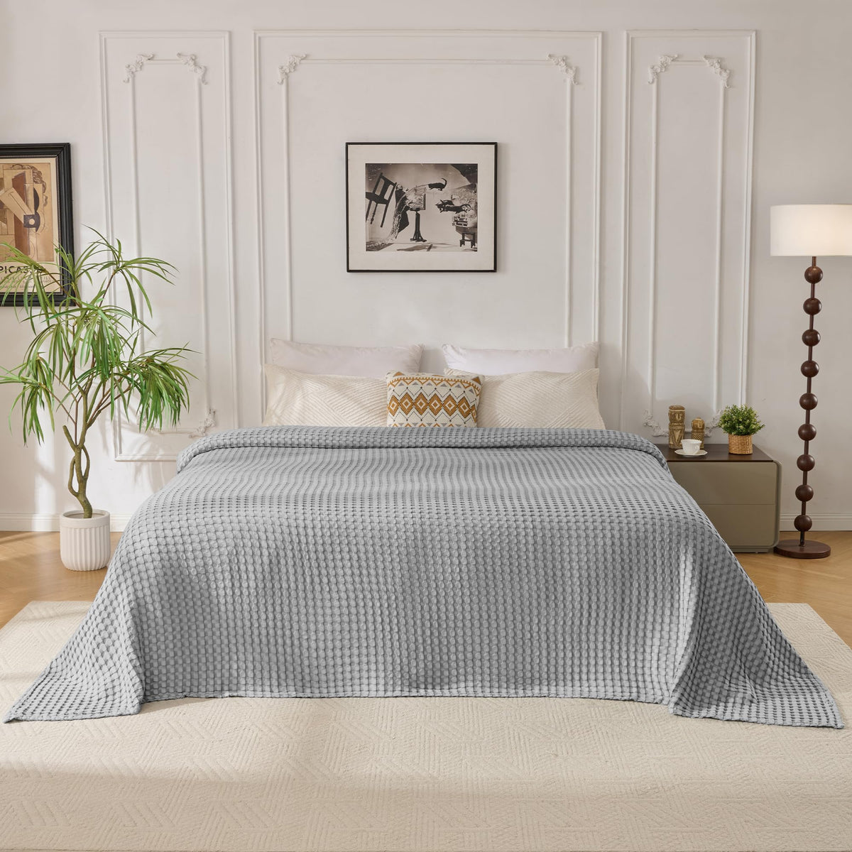 Light Waffle Weave Blanket 45x60, Small Breathable Blanket Throw for Couch