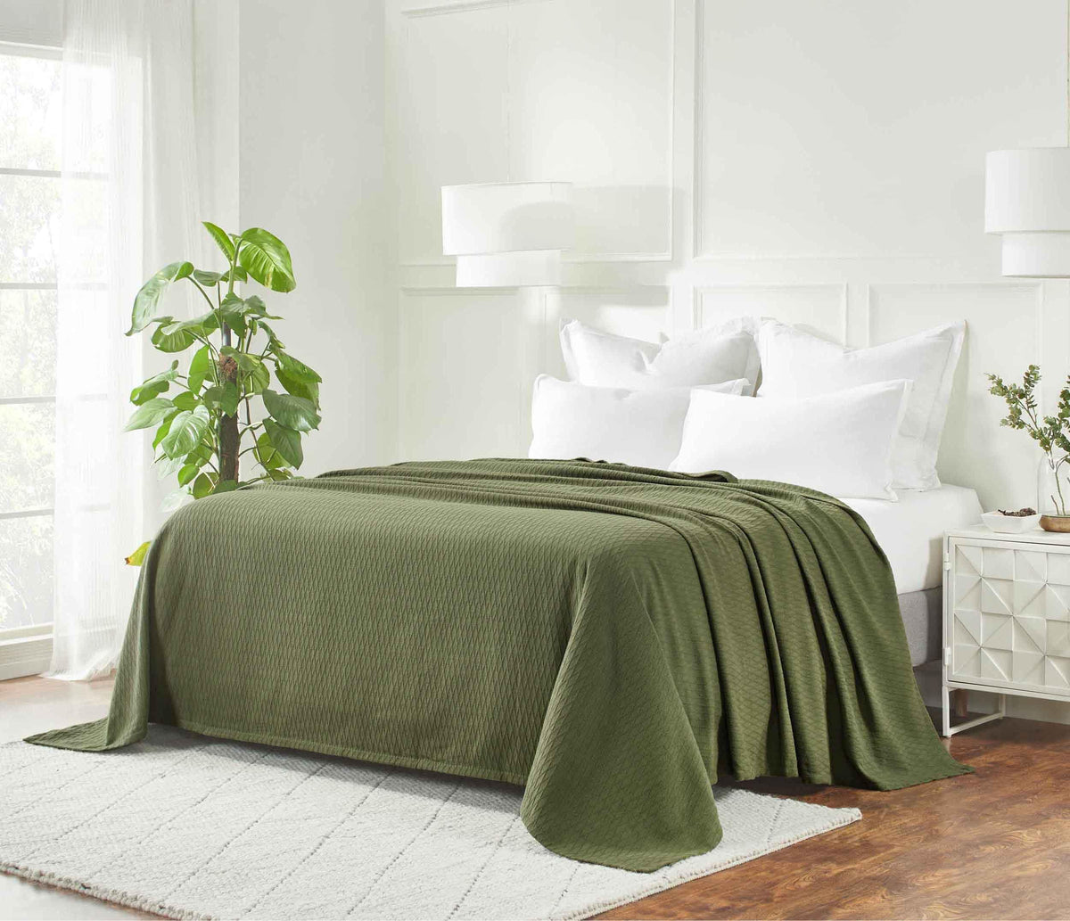 SUPERIOR Cotton Blanket, Lightweight, Breathable Bedding, King, Aqua
