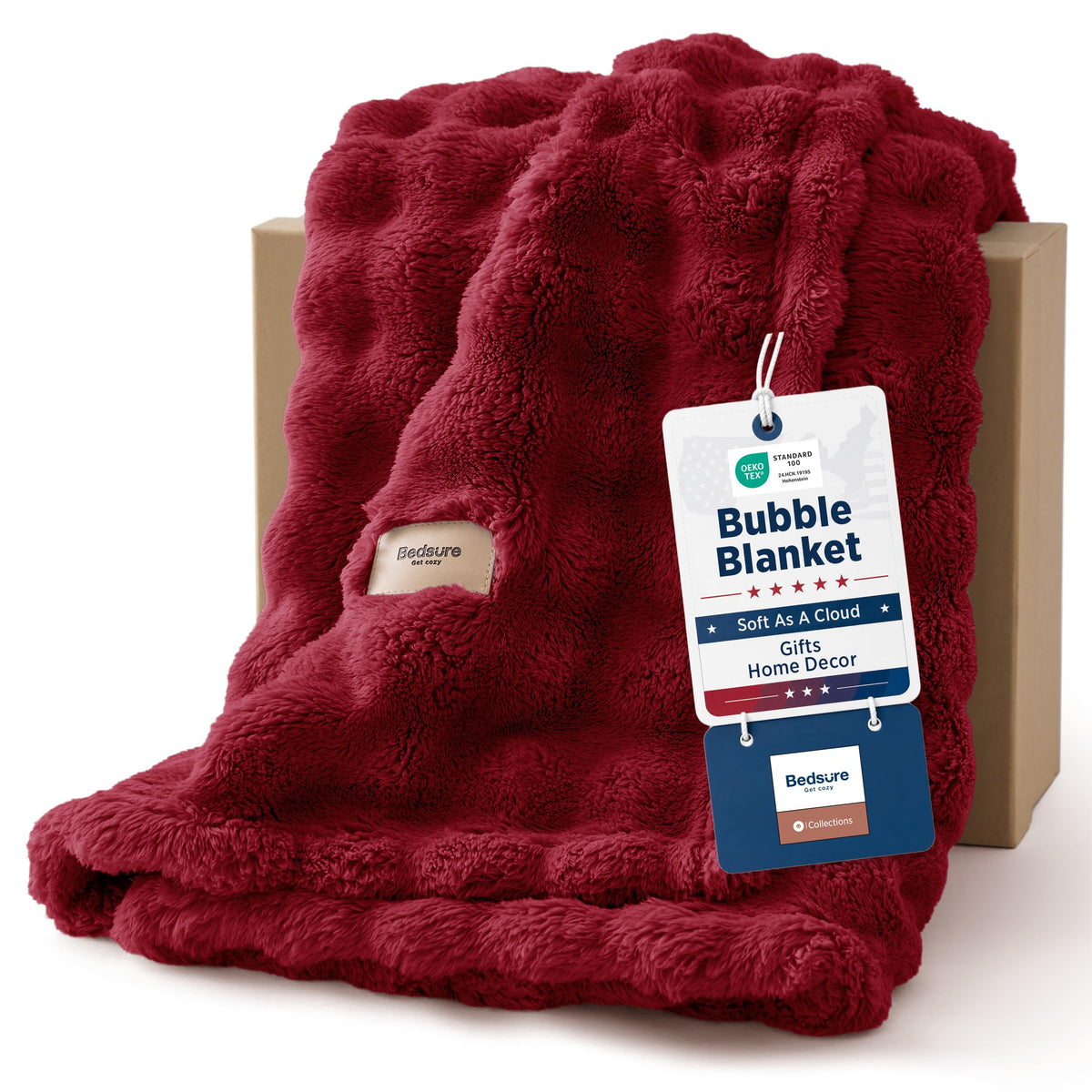 Bedsure Cloud Bubble Soft Throw Blanket, Room Decor Gifts, Pink 50"×60"