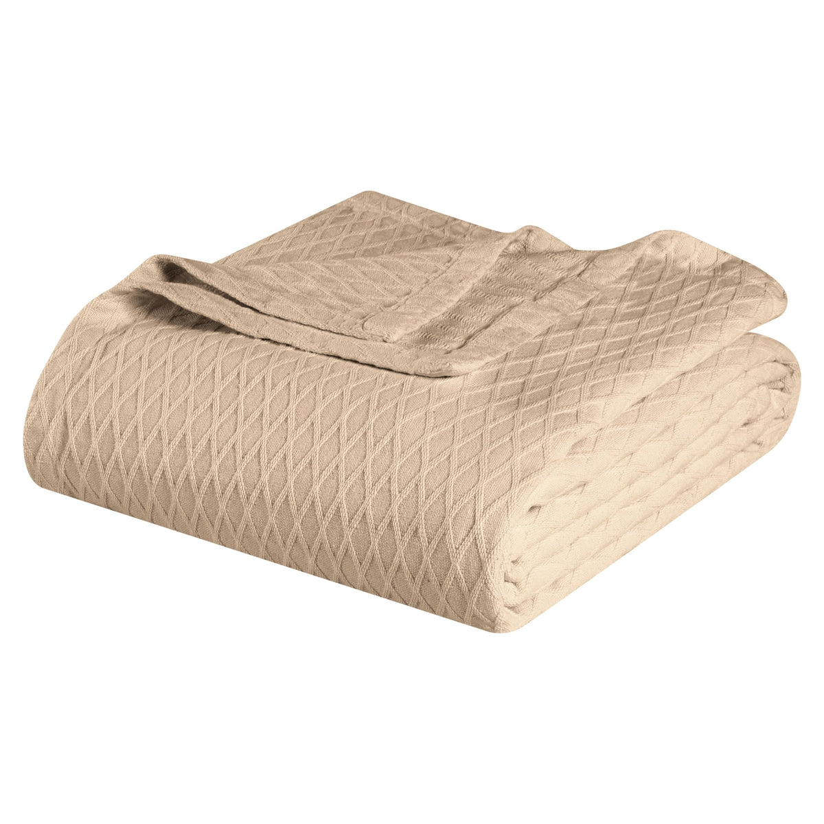 Superior Diamond Weave All-Season Cotton Blanket, Cover for Home, Couch, Bed, Soft, Warm Blankets, Boho Aesthetic, Comfy, Cozy, and Cute Covers, Decorative Bedding Essentials, Full/Queen, Ivory