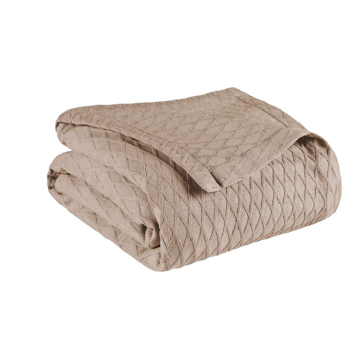Superior Diamond Weave All-Season Cotton Blanket, Cover for Home, Couch, Bed, Soft, Warm Blankets, Boho Aesthetic, Comfy, Cozy, and Cute Covers, Decorative Bedding Essentials, Full/Queen, Ivory