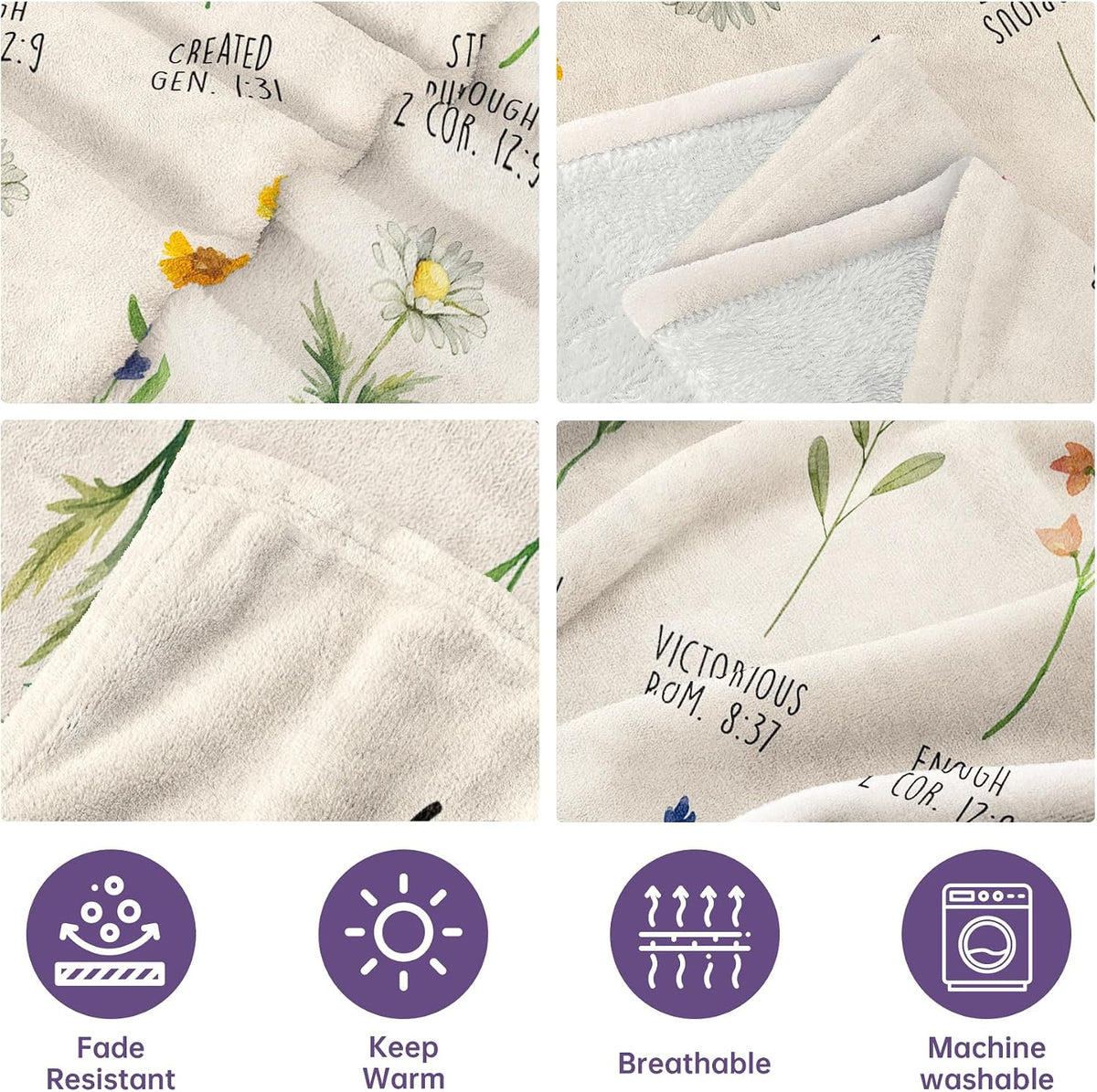 Christian Gifts for Women Birthday, Christian Blanket with Flowers