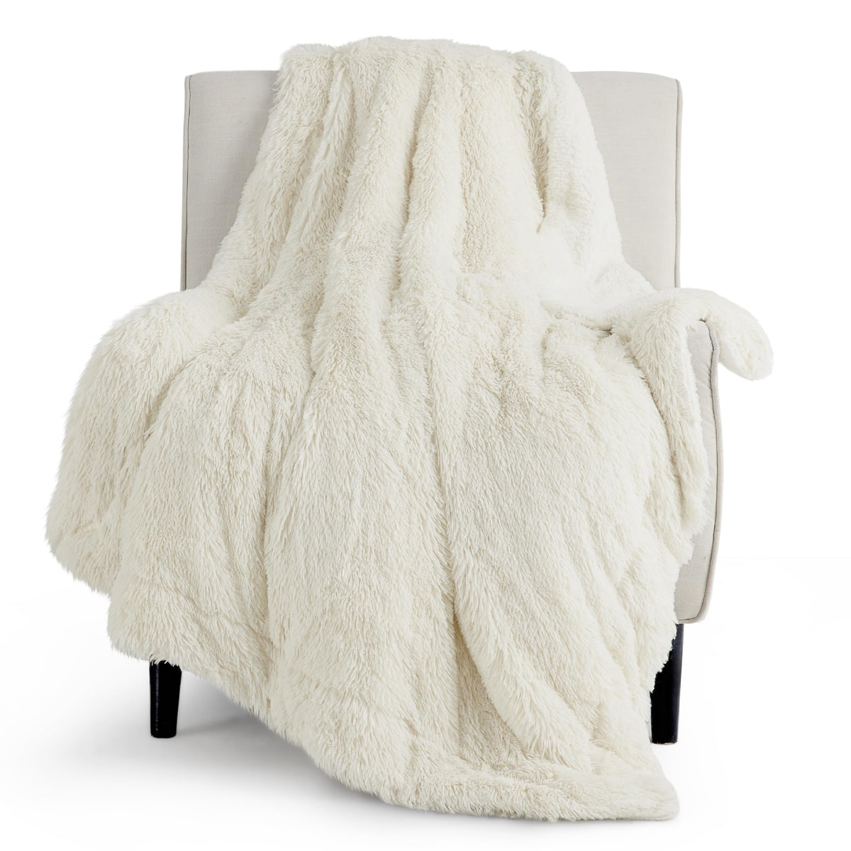 Bedsure Faux Fur Fluffy Fleece Sherpa Blanket Couch Throw Grey 50"x60"