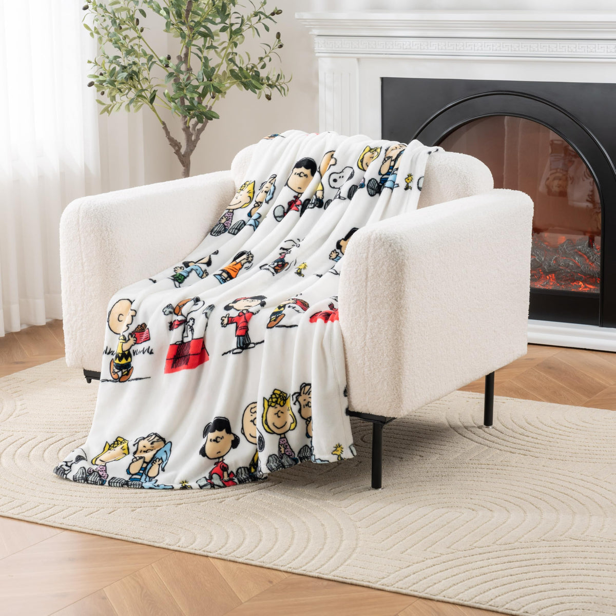 Berkshire Blanket Peanuts® VelvetLoft® Cute Character Snoopy Plush Throw Blanket,Peanuts Poses and Paws Grey,Throw 55 in x 70 in (Official Peanuts® Product)