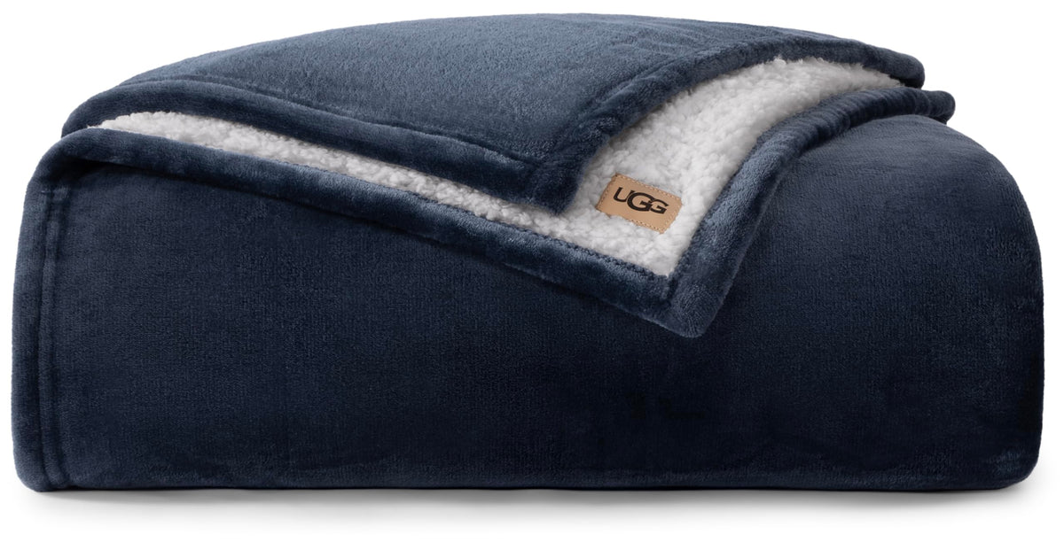 UGG Nita Throw Blanket for Couch, Plush Luxury Fleece, 50" x 70", White