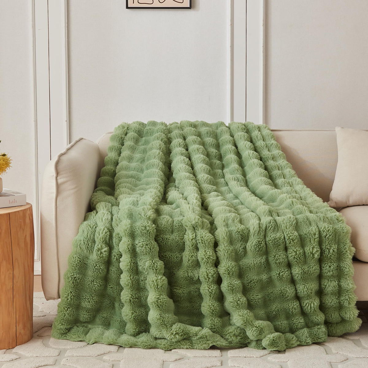 COOVA Soft Bubble Faux Fur Throw Blanket, 50"x60", Tie-dye Brown