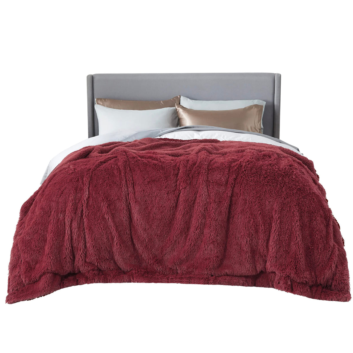 Bedsure Faux Fur Fluffy Fleece Sherpa Blanket Couch Throw Grey 50"x60"
