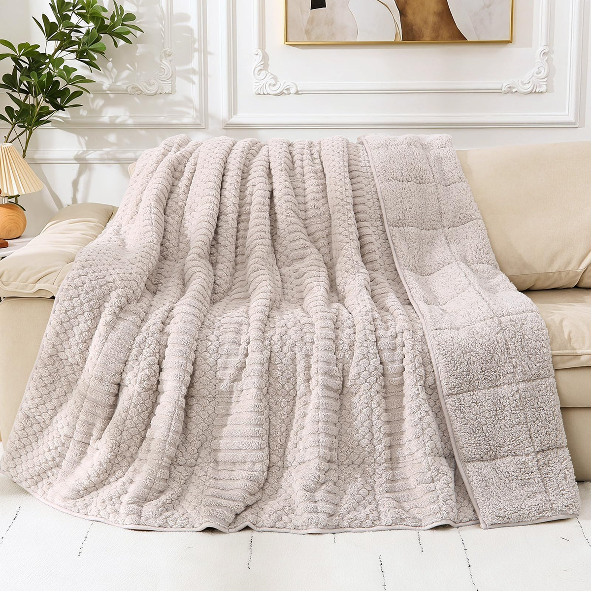 Cottonblue Pink Weighted Blanket Queen Size 15lbs for Adults 60x80in Soft