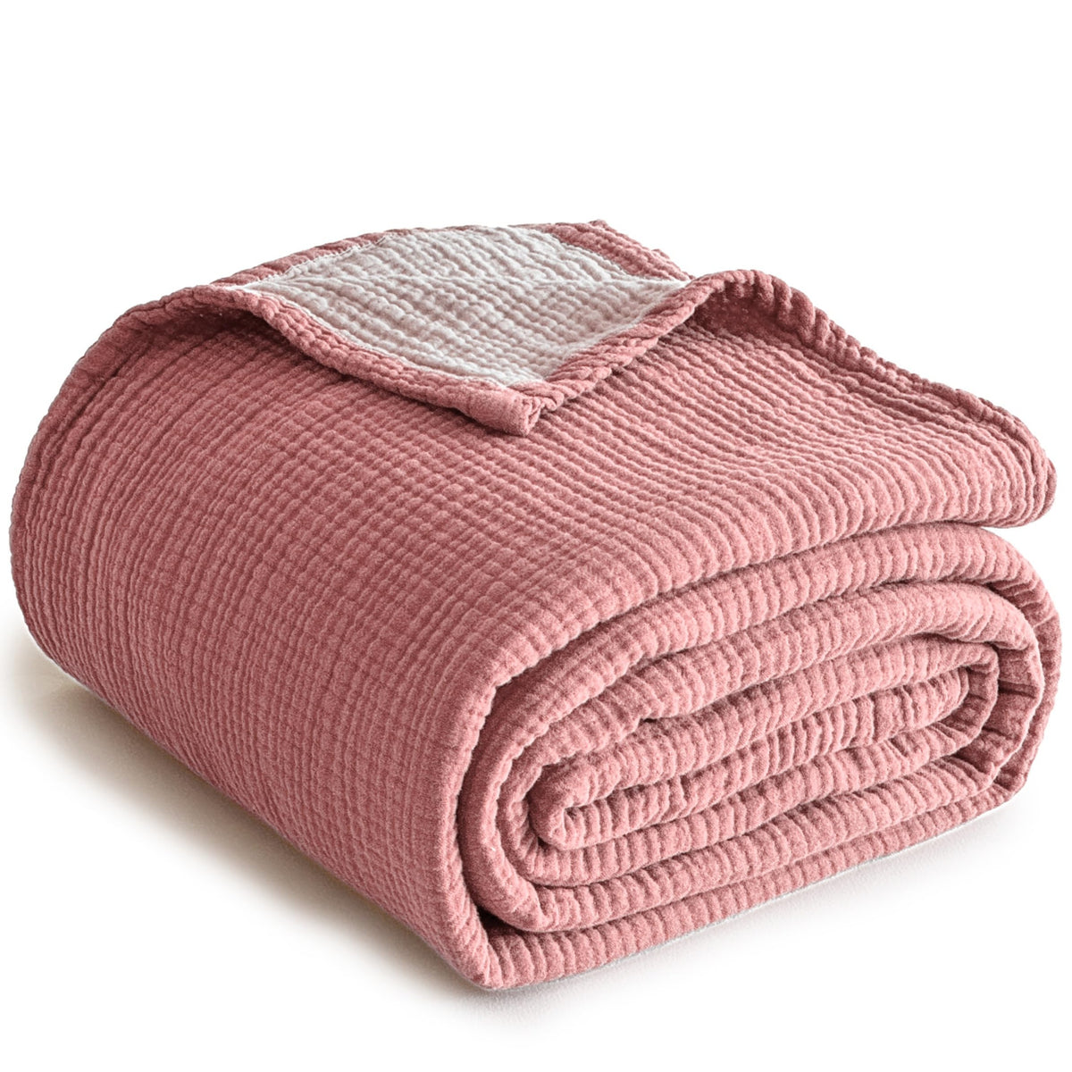 Simple&Opulence 100% Cotton Muslin Blanket, Lightweight Breathable 4 Layering Soft Cotton Throw Blanket,Gauze Blanket for Bed Couch Camping All-Season Use (Rust Orange, 50"x60")