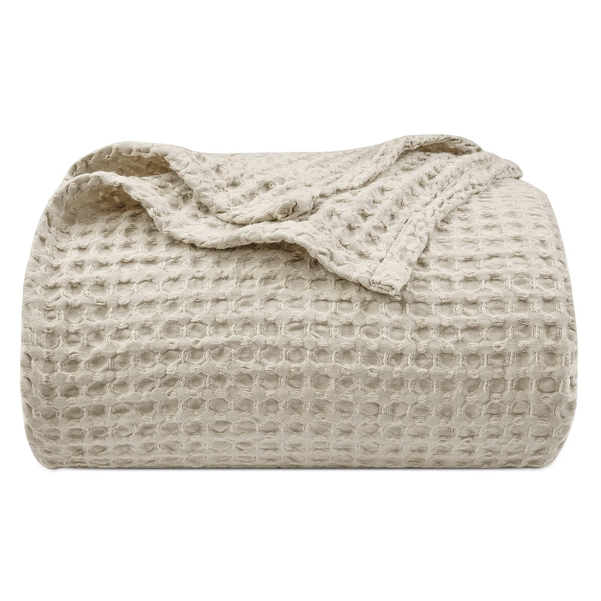 PHF Ultra Soft Waffle Weave Blanket for Bed, Queen Size, Light Khaki/Linen