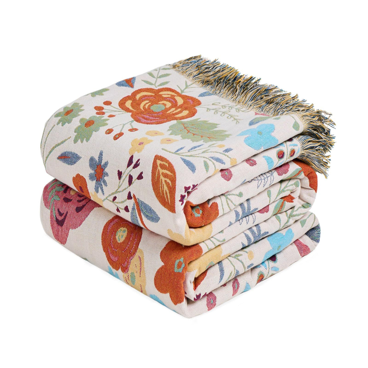 MSGKV Boho Fall Throw Blanket 60"x80" 100% Cotton Throw for Couch & Bed