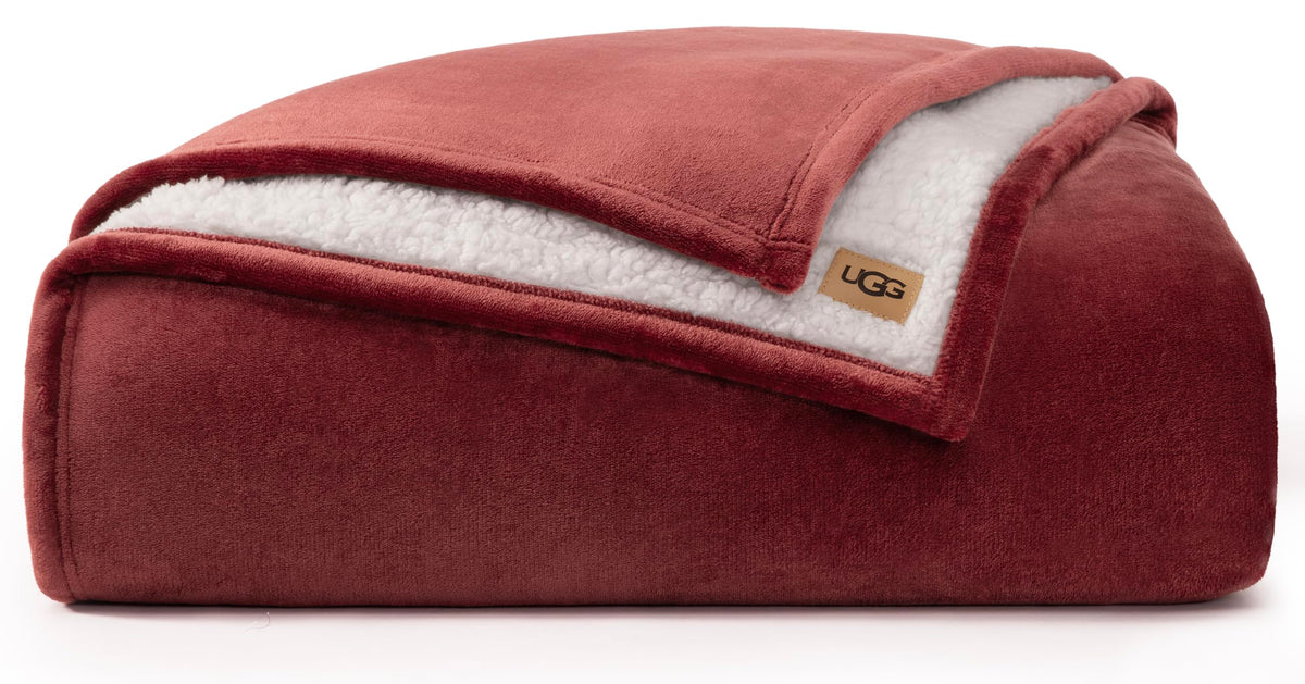 UGG Nita Throw Blanket for Couch, Plush Luxury Fleece, 50" x 70", White