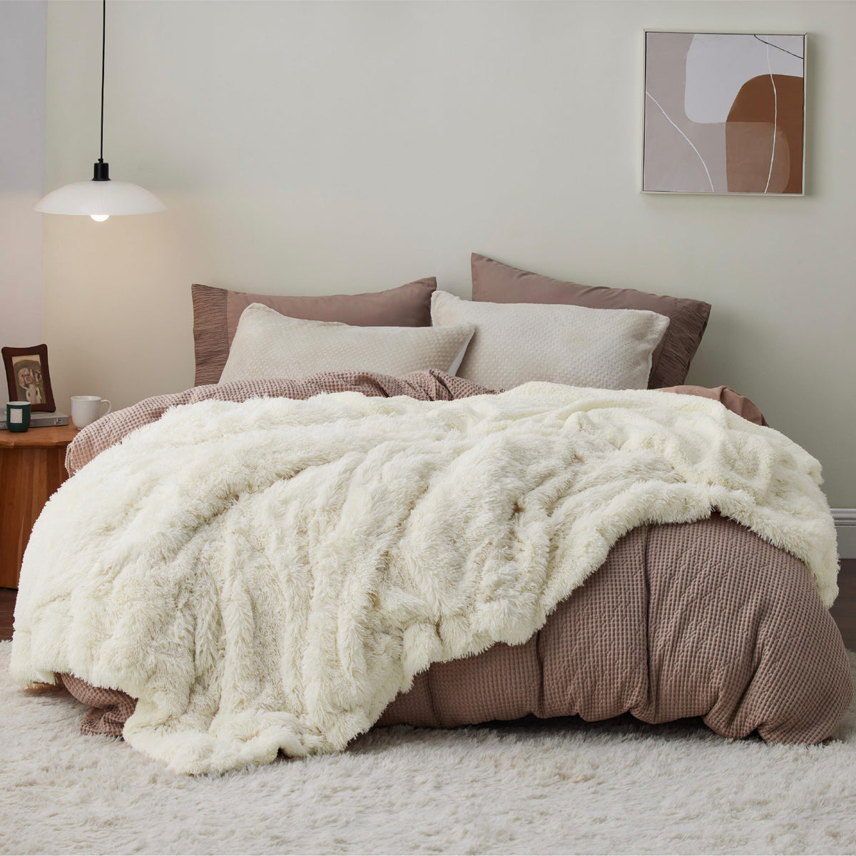 Bedsure Faux Fur Fluffy Fleece Sherpa Blanket Couch Throw Grey 50"x60"