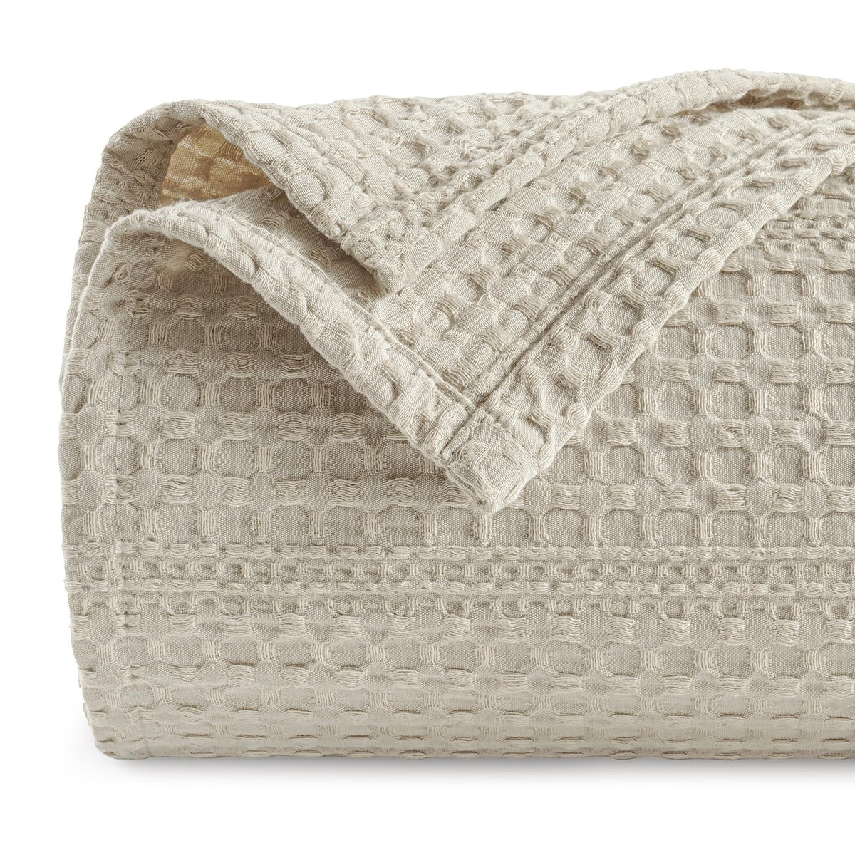 PHF Lightweight Waffle Weave Blanket Queen Size 90"x 90", Soft Woven All‑Season Blanket for Hot Sleepers - Aesthetic Home Decor for Couch Bed Sofa, Pet Friendly, Natural/Linen