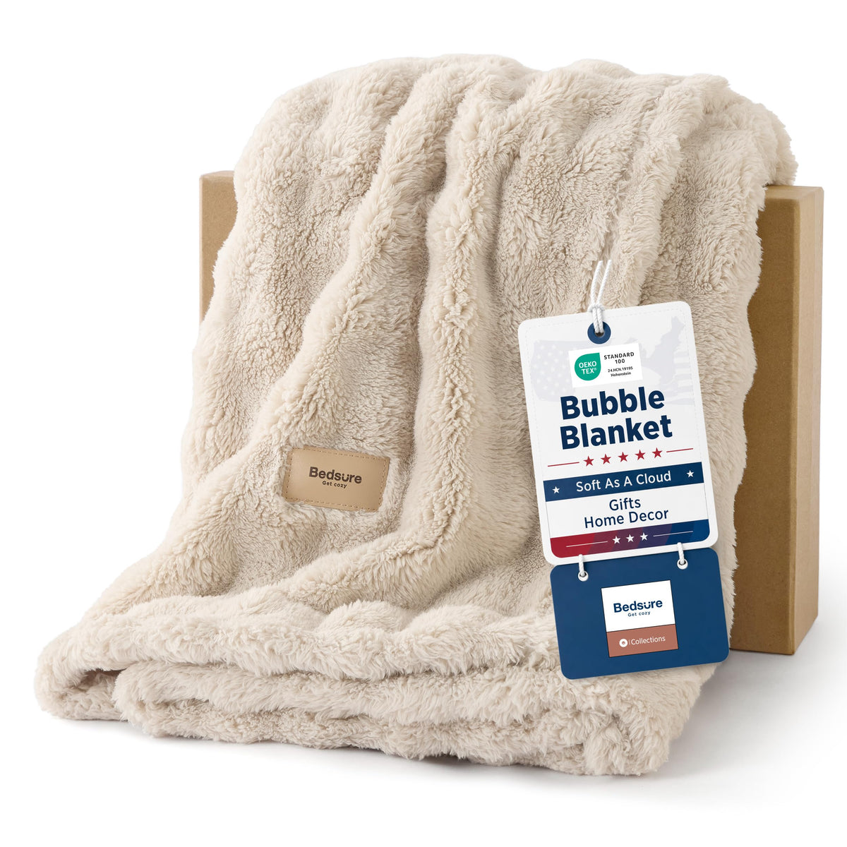 Bedsure Cloud Bubble Soft Throw Blanket, Room Decor Gifts, Pink 50"×60"
