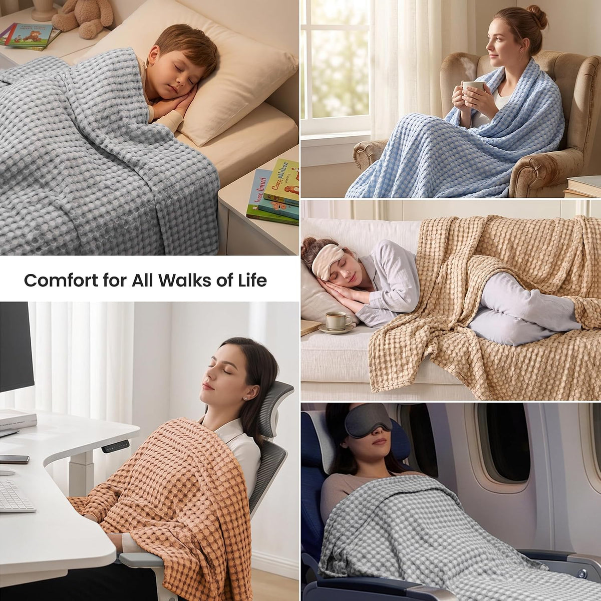 Light Waffle Weave Blanket 45x60, Small Breathable Blanket Throw for Couch