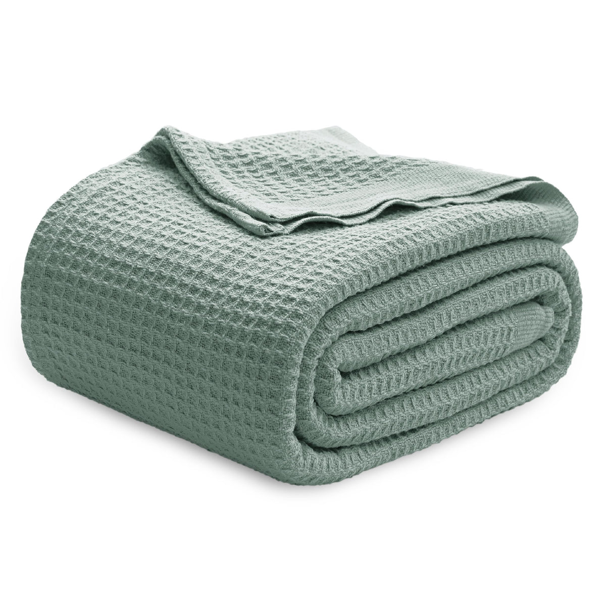 Bedsure 100% Cotton Throw Blanket for Couch, Waffle Weave, White, 50"x70"