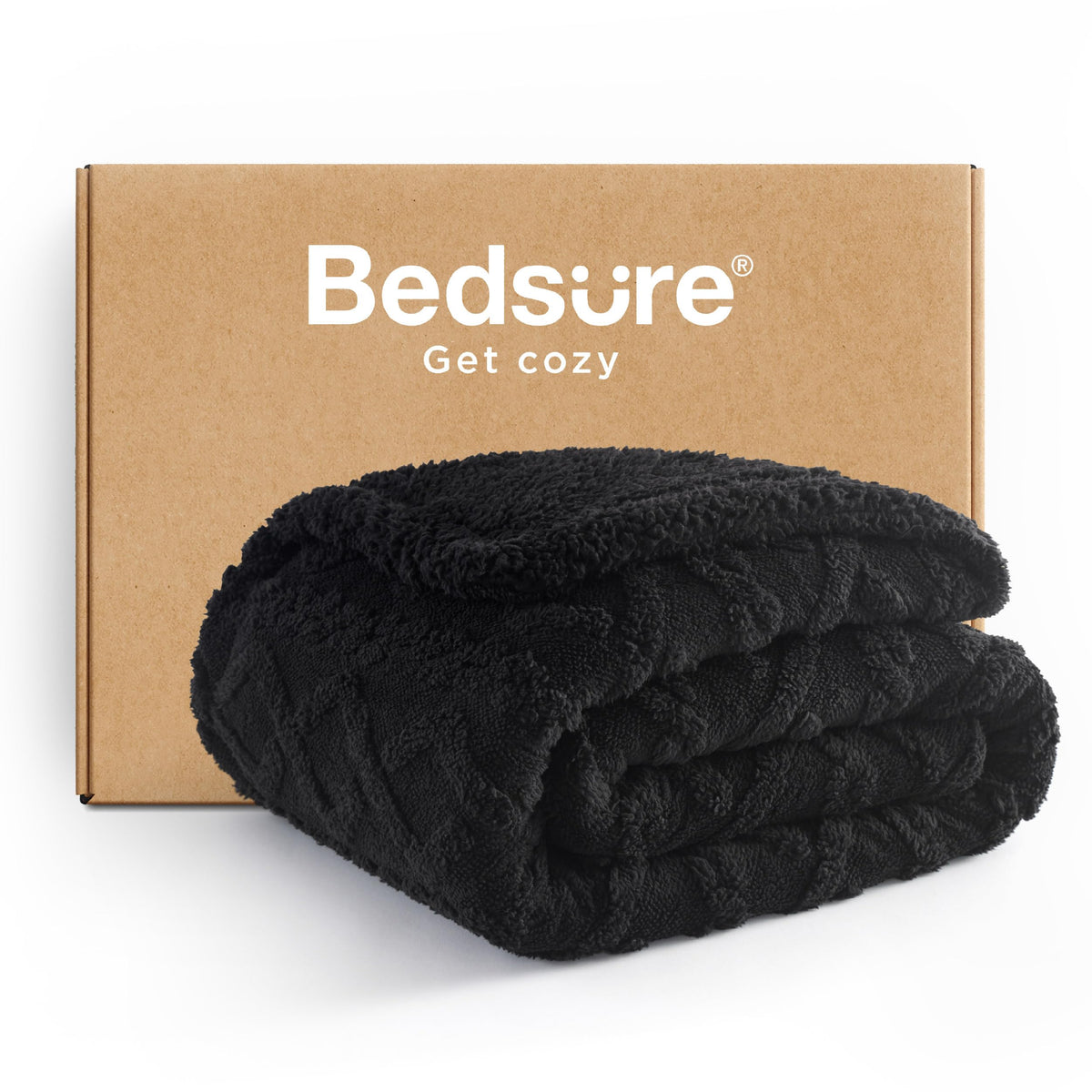 Bedsure Sherpa Fleece Blanket, Cable Jacquard Tufted, Warm, Throw, Grey