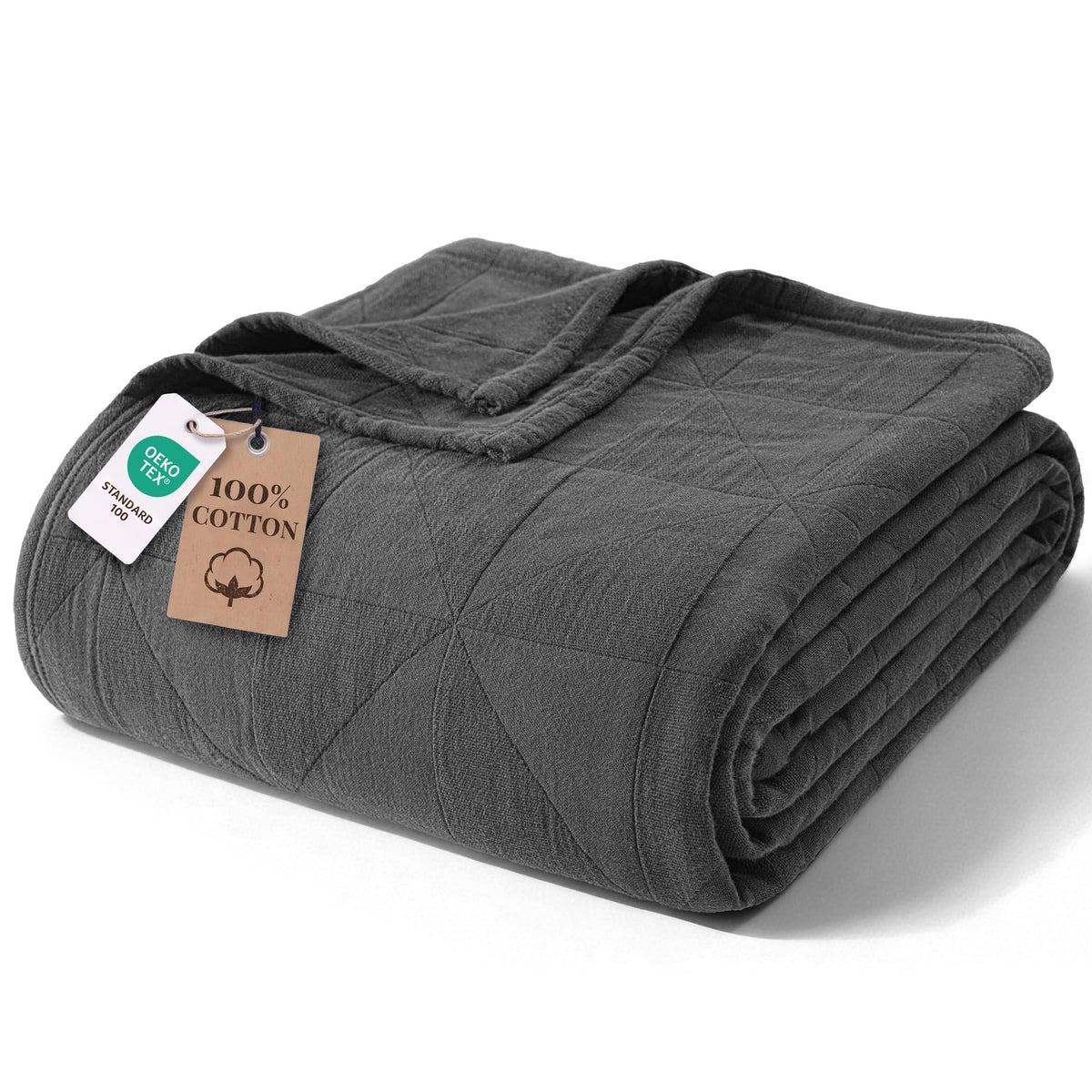 Exclusivo Mezcla 4-Layer 100% Cotton Muslin Queen Size Blanket, Khaki