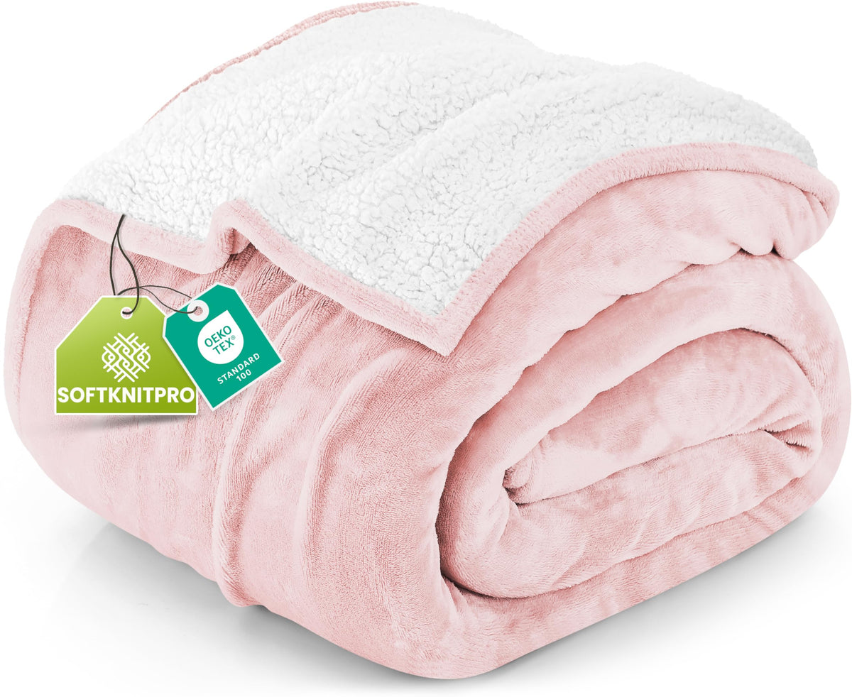 Utopia Bedding Reversible Plush Sherpa Blanket Queen Size Grey, 90x90 Inch