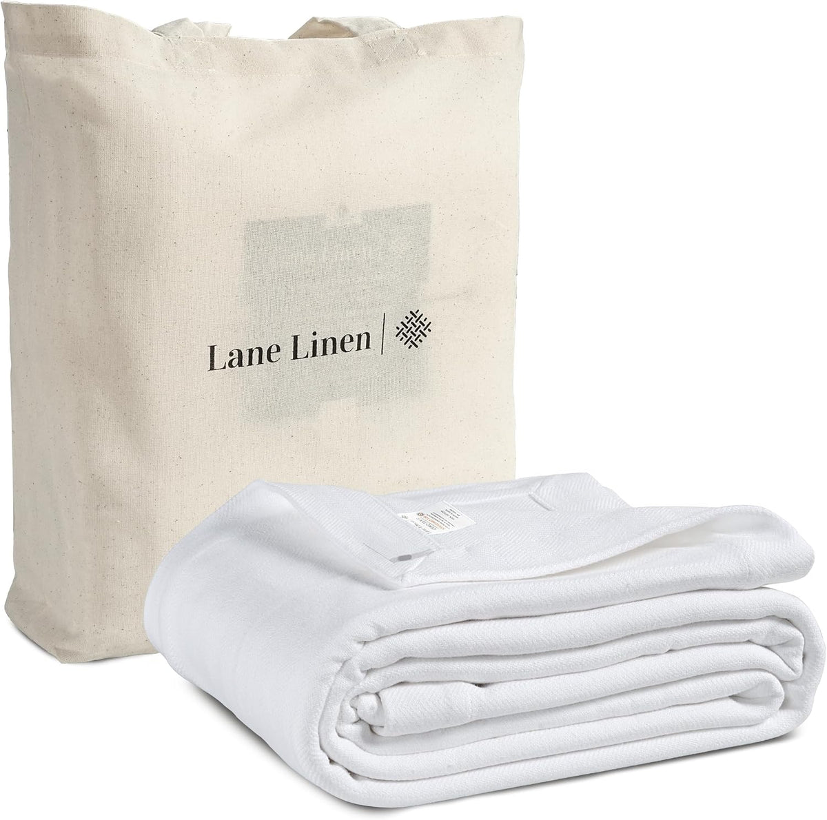 LANE LINEN Queen Size Blankets for Bed, 100% Cotton Herringbone Weave