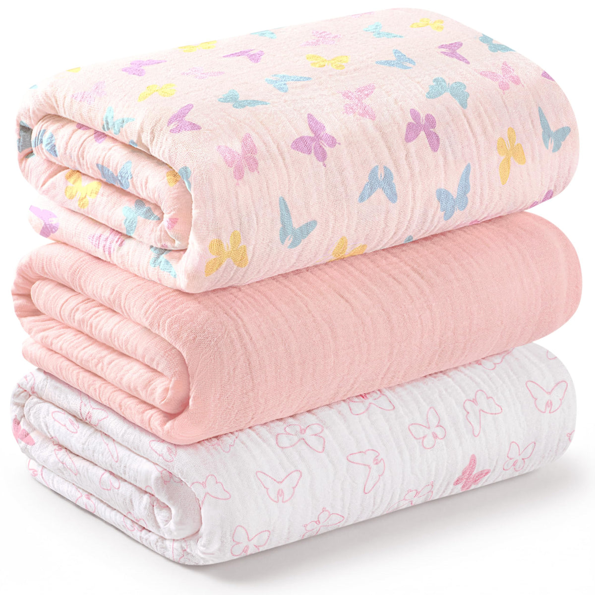 3pk Muslin Swaddle Blankets for Newborns Boys, Girls (Flora Vale, 47x47)