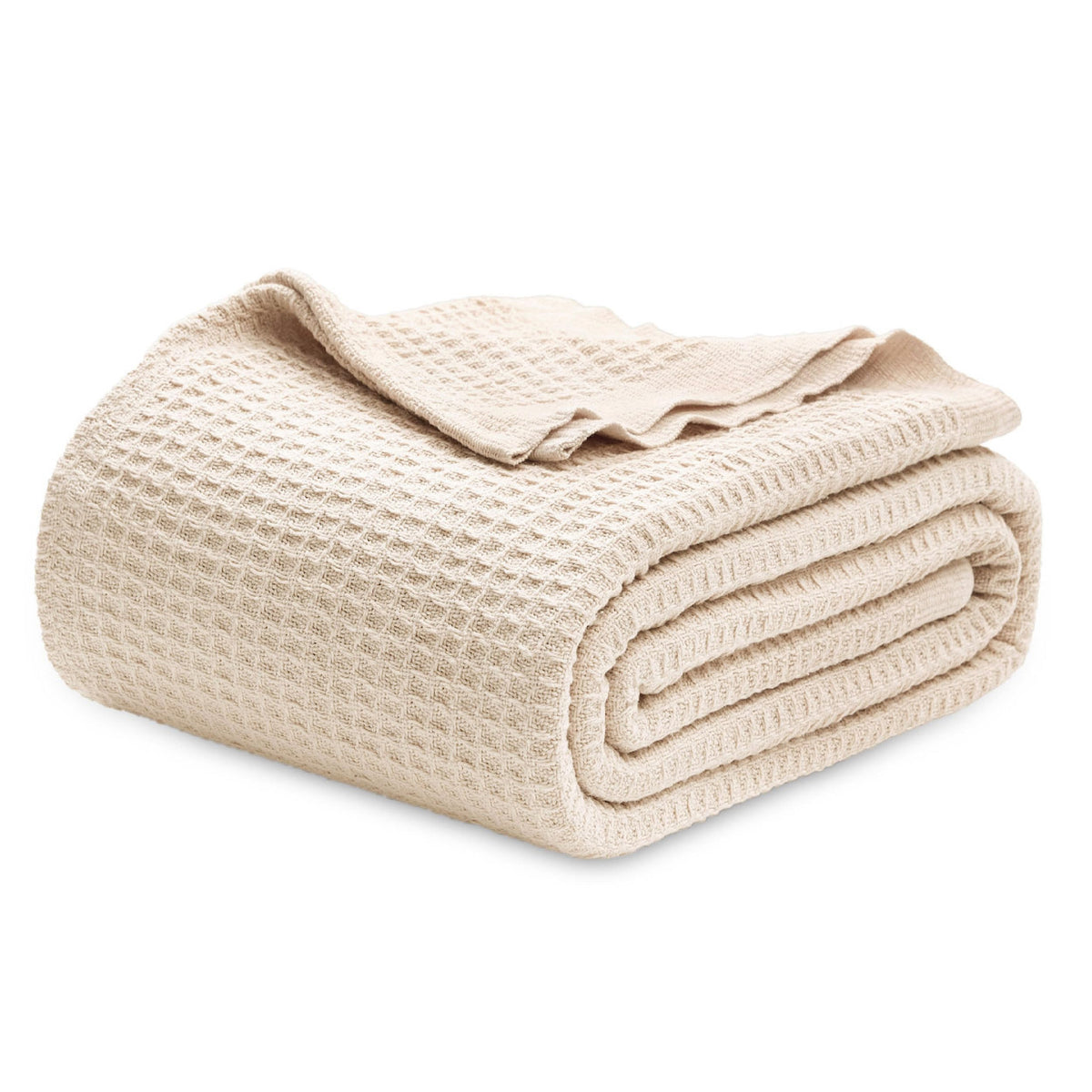 Bedsure 100% Cotton Throw Blanket for Couch, Waffle Weave, White, 50"x70"