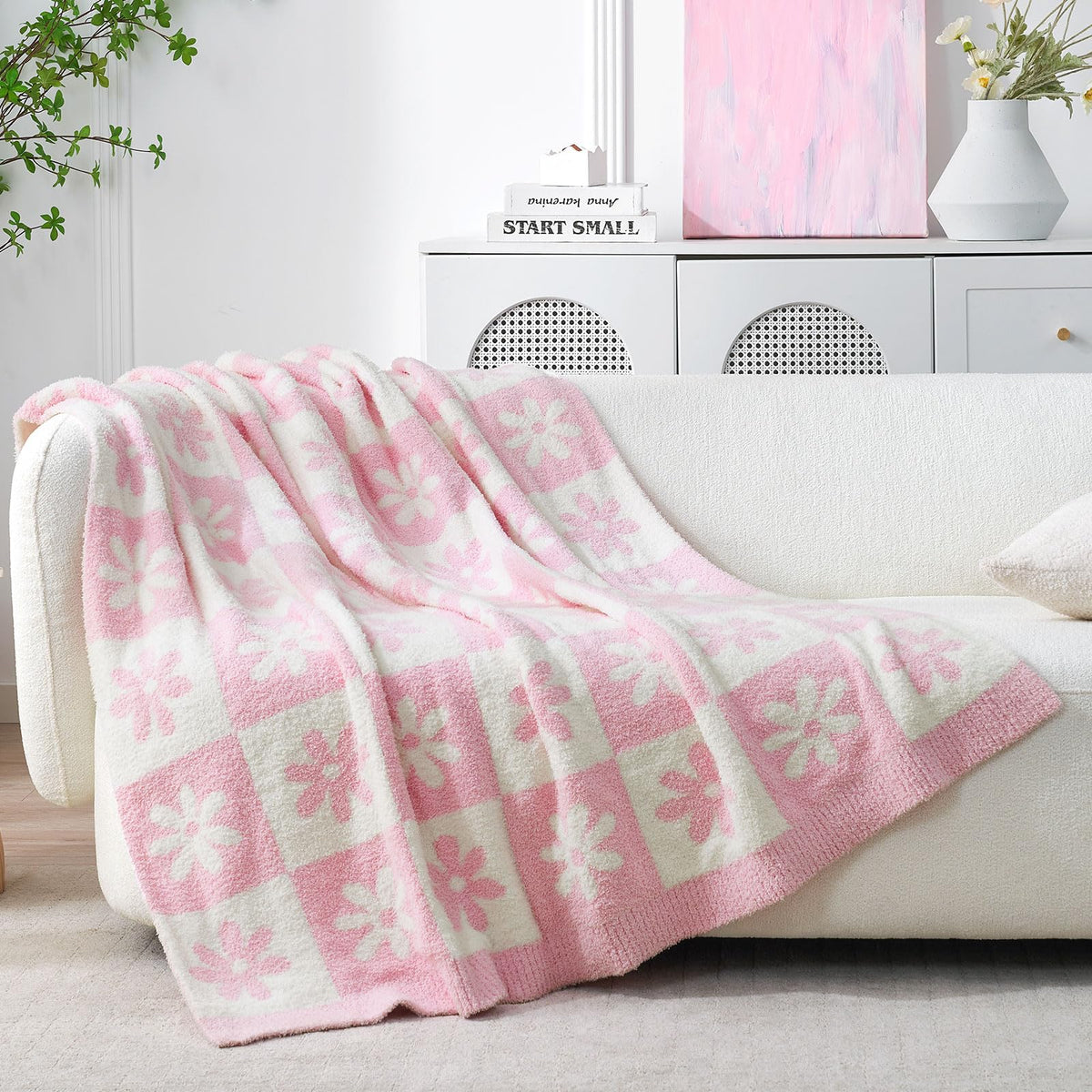 Snuggle Sac Leopard Throw Blanket for Couch Bed Sofa 50x60 inches, Reversible Beige Leopard Blanket Ultra Soft Cozy Blankets for Women Mothers Birthday Gifts