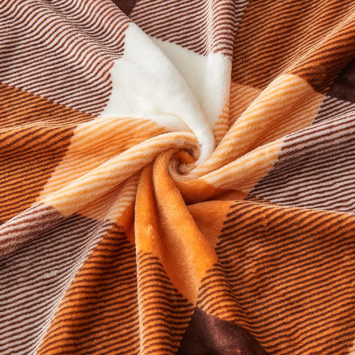 SOCHOW Buffalo Plaid Flannel Fleece Throw Blanket 50 x 60 Inches, Orange