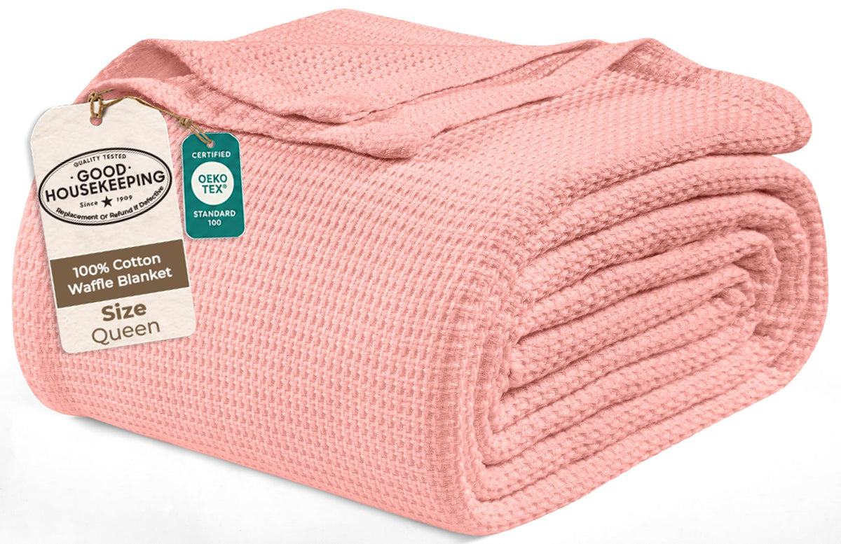 ROYALE LINENS Cotton Waffle Blanket - Breathable and Soft, Lightweight and Cozy Waffle Weave Bed Blanket for All Season (King, Monument)