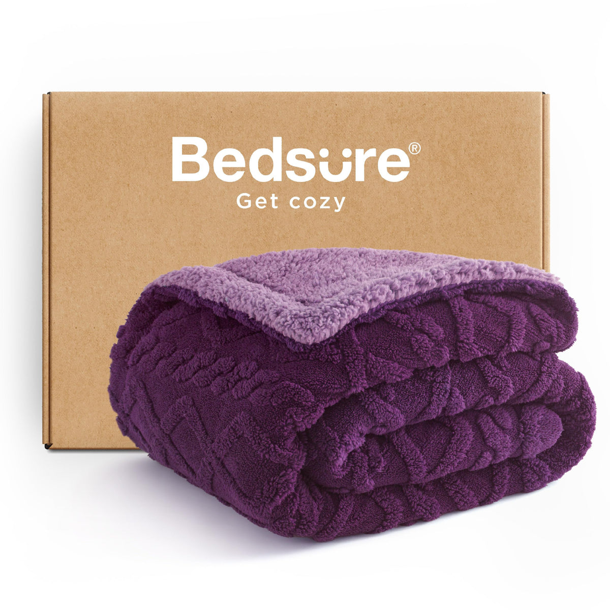 Bedsure Sherpa Fleece Blanket, Cable Jacquard Tufted, Warm, Throw, Grey