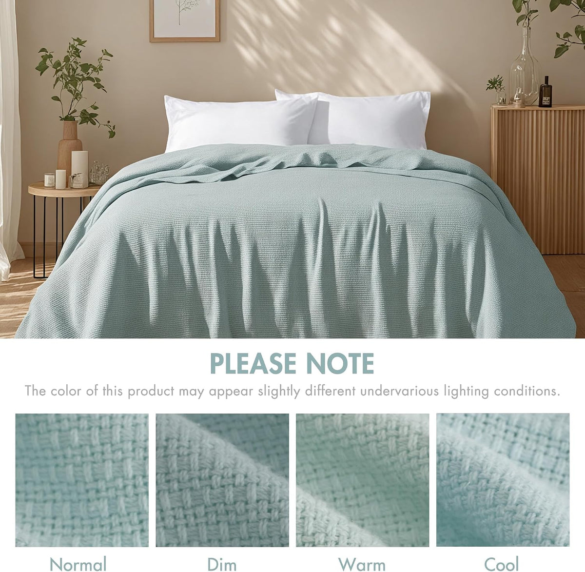 Madison Park 100% Cotton Breathable King Size Blanket for Bed, Blue