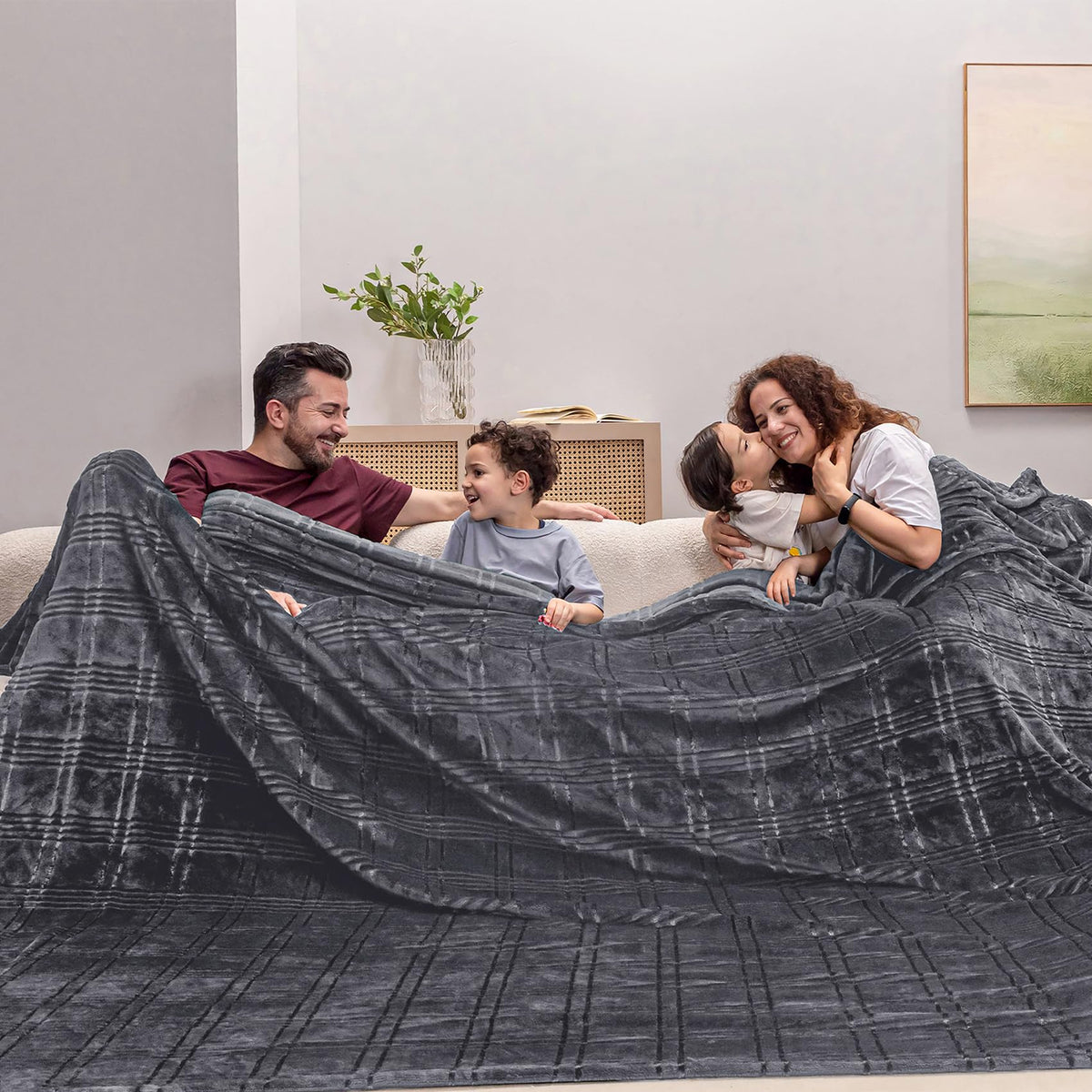 COOVA Oversized King Fleece Blanket 120x120 inches, Soft Cozy Warm Giant Extra Large 10'x10' Blanket for Bed, Sofa, Couch,Travel, Camping, California Huge Flannel Big Throw Blanket, Dark Grey