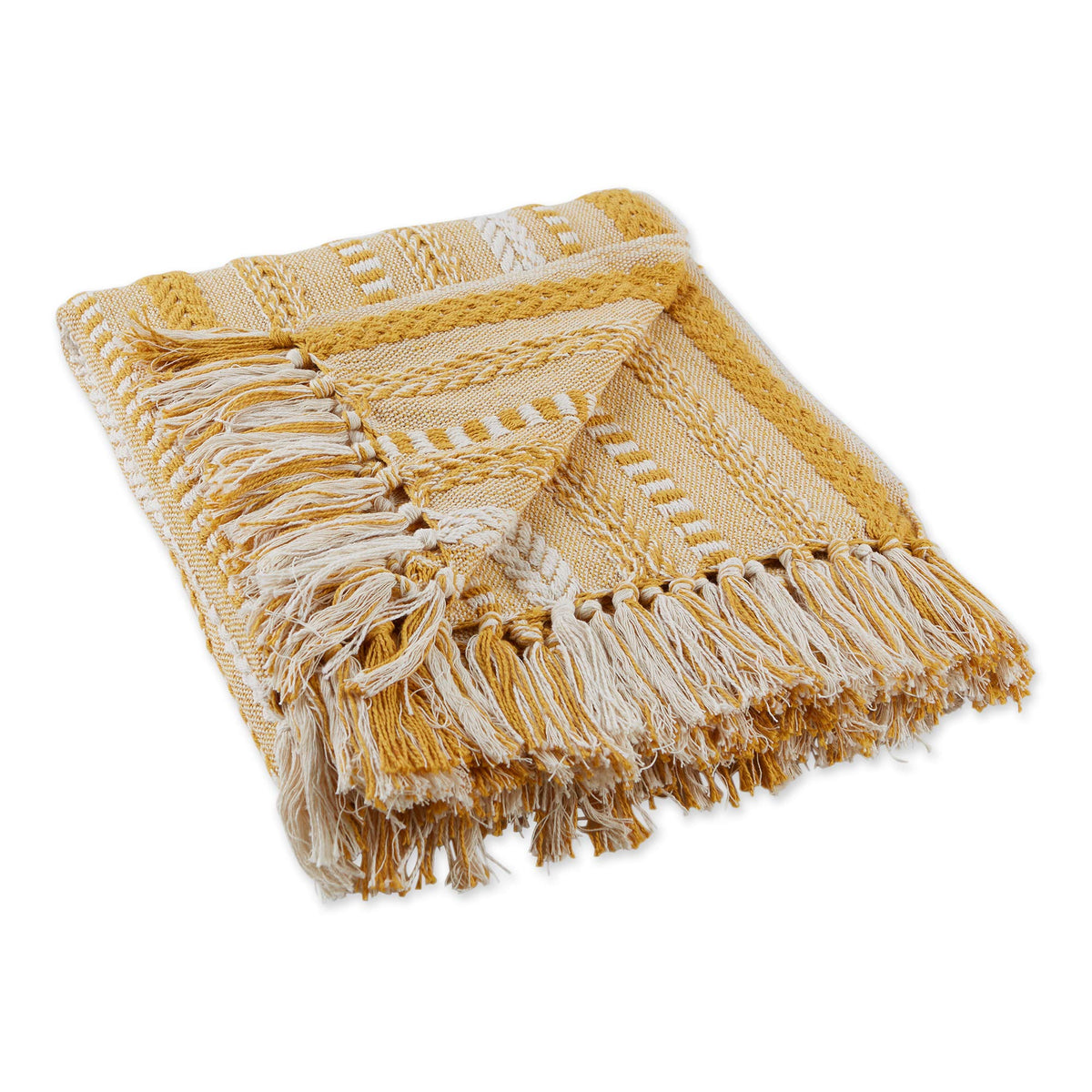 DII Braided Striped Throw Blanket, 50x60, Vintage Linen on Cream